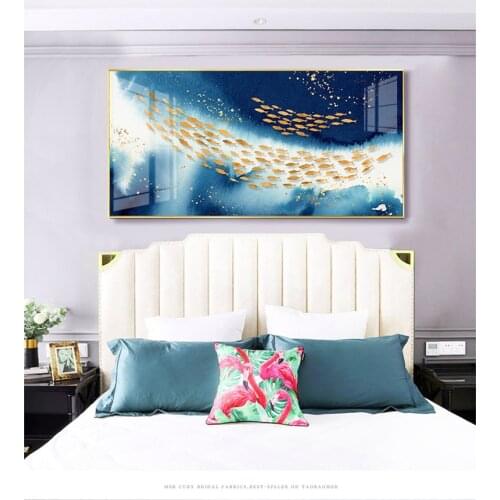 Dreamy Golden birds deer trees moon sun web mountain Modern Decorative Pictures Wall art Paintings for porch Living Room decor