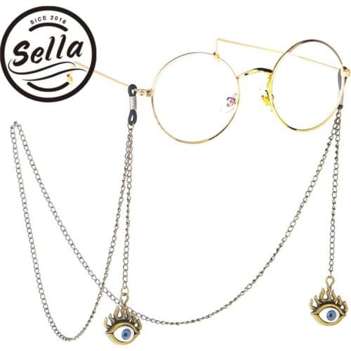 Sella Fashion Punk Bronze Glasses Chain Strap Non-slip Sunglasses Men Women Metal Lanyard Eye Pandent Alloy Glasses Neck Strap