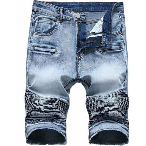 Mens Vintage Ripped Distressed Straight Slim Fit Denim Shorts Biker Jeans Pants Personality Street Trendsetters Versatile 2020