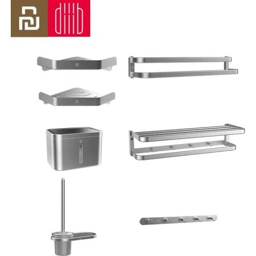 Youpin Dabai Bathroom 7 in 1 sets for Towel Rack Bar Hook Up Storage Rack Tissues Box Toilet Brush Holder for Shower Room