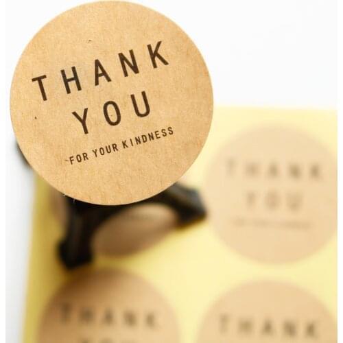 600pcs Round Kraft Thank you Paper Stickers Vintage Black Seal Label Stickers DIY Craft Backing Gift Stickers for Party Decor