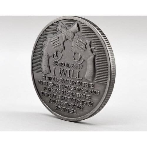 US Counter-terrorism Forces Antique Silver Plated Commemorative Coin Punisher of Evil Two Gun Coins Collectibles