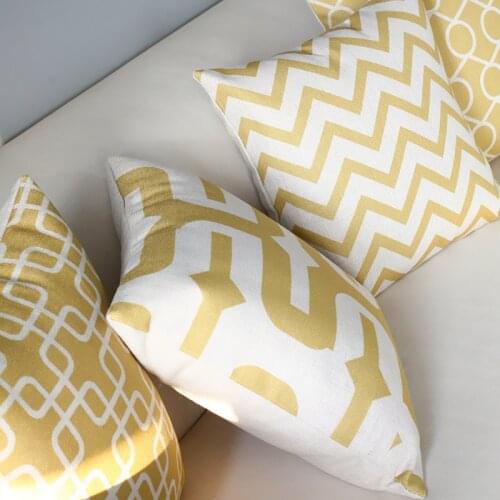 Nordic Yellow Geometric Pillow Cover Home Decorative Geometry Cushion Cover Linen Pillow Case Office Sofa Cushion Cover