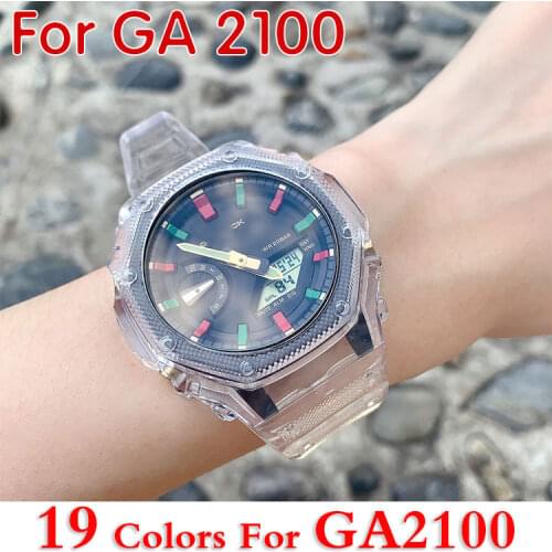 Newest Sport Strap for Casio G-SHOCK GA-2100 Silicone Transparent Case and Band Accessories Refit Watchband GA2100 Straps
