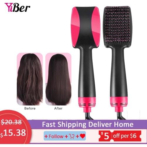 One Step Hair Dryer Brush 2 in 1 Salon Hair curler & Straightener Comb Hot Air Paddle Styling Brush Negative Ion Anti-frizz