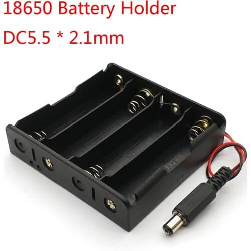 18650 Battery Holder Plastic Battery Case 18650 Storage Box For 4 x 18650 With DC 5.5 * 2.1 MM Power Plug Series Connection