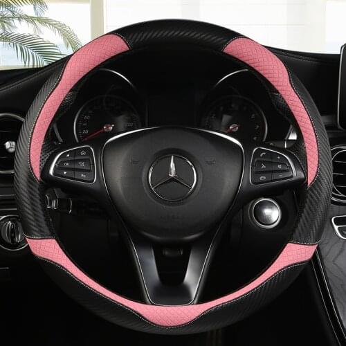 Anti Slip Car Carbon Fiber Steering Wheel Cover for Mercedes Ben AMG 38cm Models A C CLA E GLA GLC GLE S B CLS Class Accessories