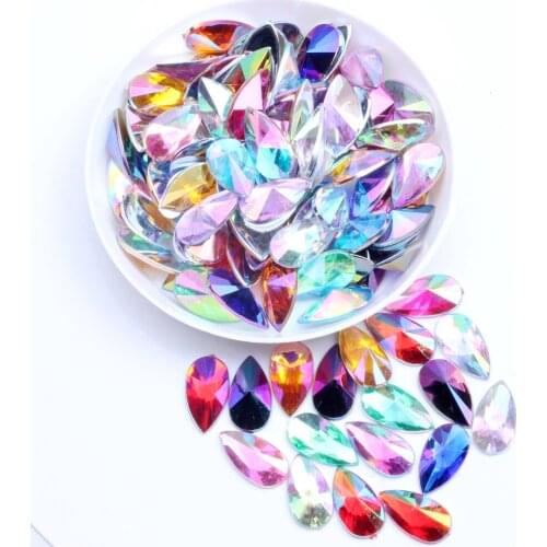 Craft Art Decoration 9x18mm1000pcs Drop Shape Flatback Pointed Acrylic Rhinestone Strass High Shine Nail Art Decorations