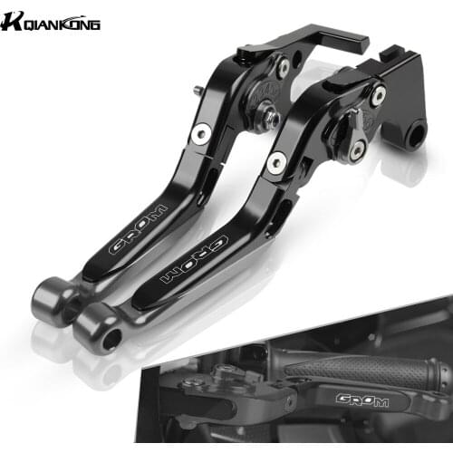 With grom logo Motorcycle Brake Levers CNC Aliuminum Adjustable Brake Clutch Lever Handlebar For Honda GROM 2014 2015 2016 2017