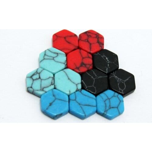 Sexangular stone 10mm mixed color Sexangular flat turquoise stone