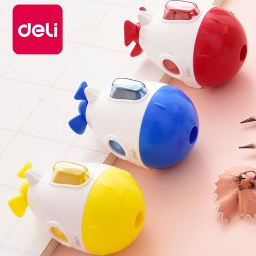 Deli 1PC 3 Color Submarine Mini Portable Pupils Pencil Sharpener Plastic Cute Creative Planer Stationery For School Kids 0572