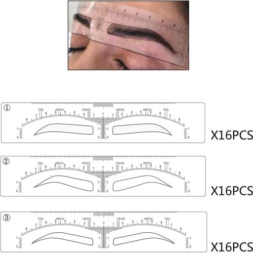 48 pieces Microblading Eyebrow Stencils Stick on Sticker Permanent Makeup Supplies Disposable Eyebrow Mold Drawing Guide