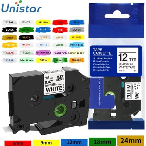 Unistar TZ-231 TZ231 tze231 Label Tape Laminated Adhesive tze-231 Ribbon Compatible For Brother Label Maker pth110 tze-131 tz631