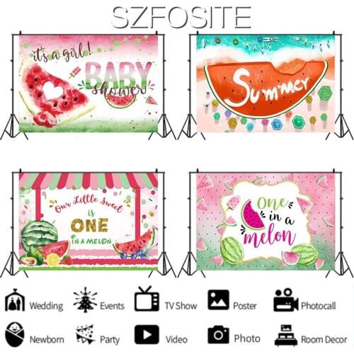 Summer Watermelon Delicious Fruit Birthday Backdrop Girl Party Room Decoration Photography Photo Kids Custom Vinyl Background