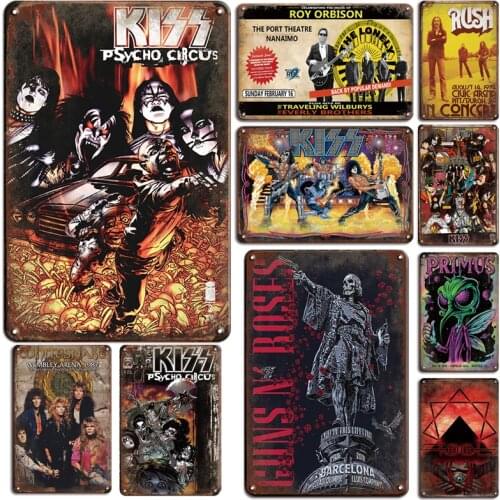 Vintage Metal Rock Band Poster Tin Sign Personalized Rock Stickers Metal Plate Retro Man Cave Living Room Decoration Accessories