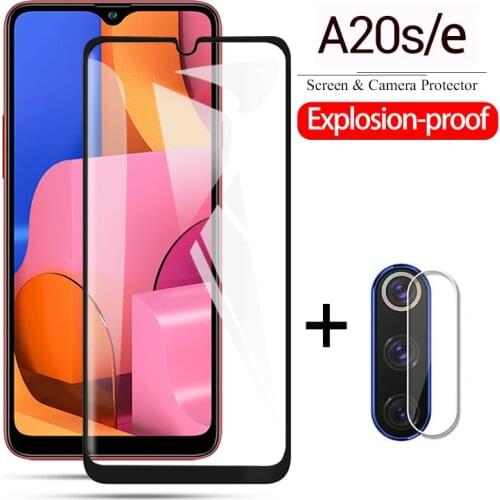 2in1 Full cover Tempered Glass For samsung a20 A a 20s 20 s screen protector glass film for galaxy a20e a21s 20e a21 camera Lens