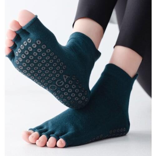 Women Five Toe Pilates Socks Ladies Anti-Slip Breathable Yoga Socks Cotton Elasticity Fitness Ballet Dance Sock for Yoga Gym