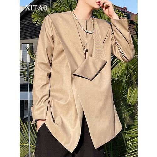 XITAO Trendy Women Blazer Fashion Personality Irregular Patchwork Minority Style Loose Single Button Top Summer New WMD0637