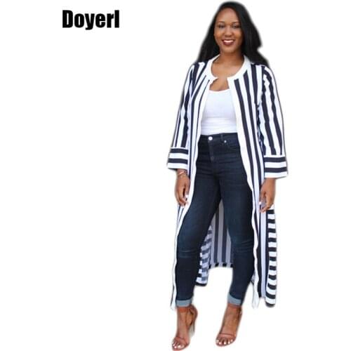 Black White Striped Long Cardigan Women Autumn 2020 Open Front Oversized Cardigan Coat Outwear Ladies Long Trench Coat for Women