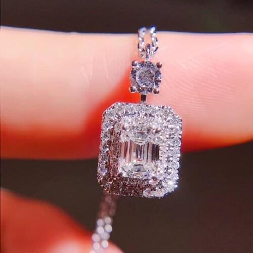 AEAW Sell like Hot 0.51ct 18k white gold Top Class lady Fashion emerald cut diamond Pendant Necklace for Women