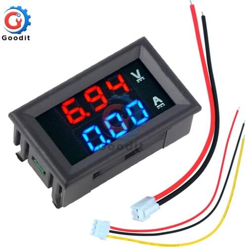 0.56 inch Mini Digital Voltmeter Ammeter DC 100V 10A Panel Amp Volt Voltage Current Meter Tester Blue Red Dual LED Display