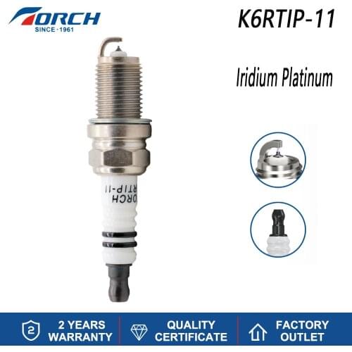 1 Piece TORCH Car Spark Plug Iridium Platinum Spark Candles K6RTIP-11 Replace for NGK SIFR6A11 Denso SK20R11 Auto Automobiles