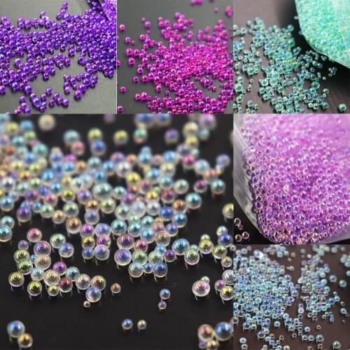 10g About 0.4-3mm Glass Mini Bubble Ball Beads Mold UV Epoxy Resin Filling Nail Art DIY Supplies For Jewelry Finding