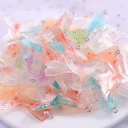 10pcs/Pack Hot Sell Acrylic Pendants Transparent Glittering Fish Tail Shape Charm Pendants For Making Diy Handmade Accessories