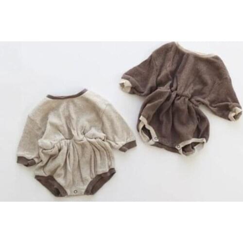 2021 Autumn New Born Baby Girl Knitted Cotton Bodysuits Comfortable Waffle One-piece Infant Onesie Kids Boys Jumpsuit Clothes