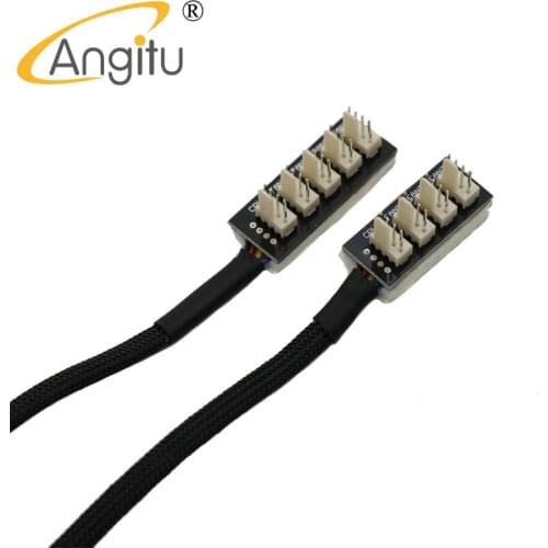 Angitu 4pin Fan Hub Cable Motherboard 5x 4x 3P/4PPWM Fan Hubs Computer Cooler Power Extension Cable Adapter