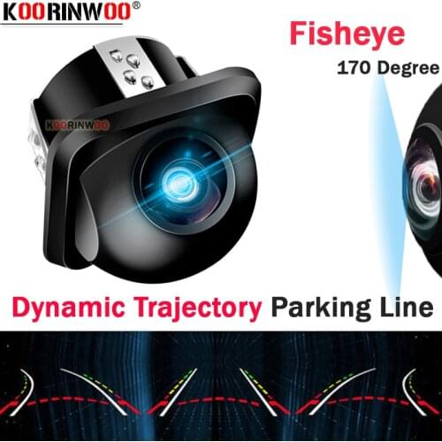 Koorinwoo Auto Reverse Dynamic Trajectory cuver Line Car Rear View Backup Trunk Camera Fisheye Lens Saft Cam Parking For Monitor
