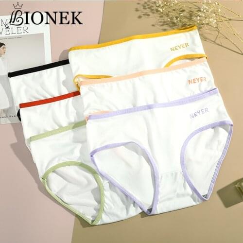 BIONEK Japanese Underwear Ladies Mid Waist Comfortable Student College Style Girl Cute Triangle Panties Women Panties