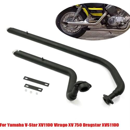 For Yamaha V-Star XV1100 Virago XV 750 Dragstar XVS1100 All Years Slash Cut Muffler Exhaust System Pipes Kit Silencers Stainless