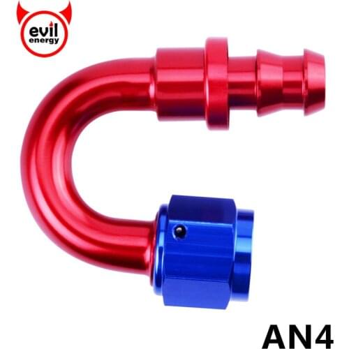 Evil energy AN4 180 Degree Hose End Fuel Push On Fittings Reusable Hose End Adapter Aluminum AN Fittings Oil Cooler Hose Fitting