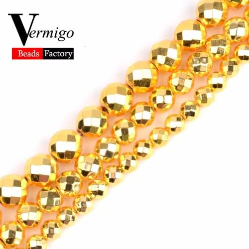 Faceted Black Hematite Semi Precious Stones Natural Stone Minerals Loose Beads For Jewelry Making Diy Bracelet Accessories 15"