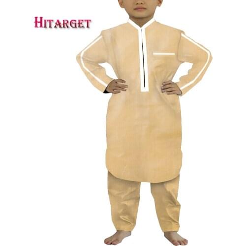 Dashiki Robe Suist African Boys Clothes 2 Piece Sets Long Shirt Sets Traditional Agbada Clothes for Kids Children Attire WYT137