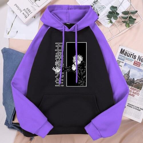 Jujutsu Kaisen Cool Comic Photo Printing Woman Hoodies 2020 Trendy Raglan Hip Hop Fleece Hooded Harajuku Gothic Women Streetwear