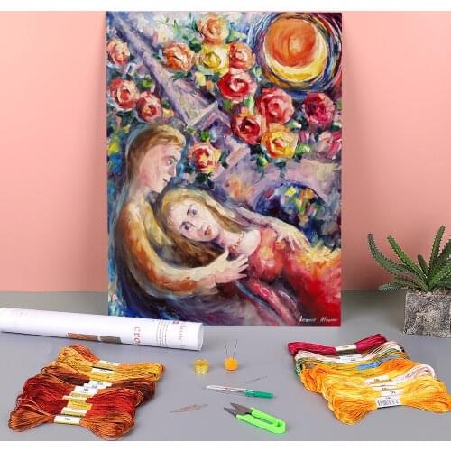 Oil Painting Style Pre-Printed 11CT Cross Stitch Patterns Embroidery DMC Threads Craft Handiwork Knitting Handicraft Decor
