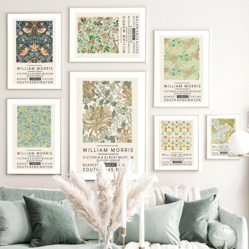 William Morris Abstract Flower Leaf Wall Art Prints Canvas Painting Nordic Poster Gallery Wall Pictures For Living Room Decor