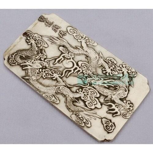 Chinese tibet Silver Bullion thanka Ssangyong play pearl statue necklace pendant metal handicraft