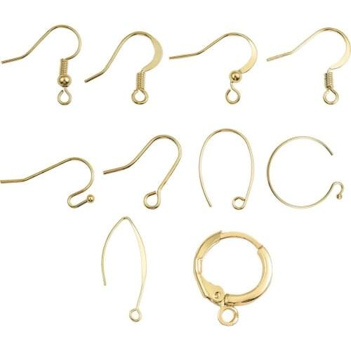 New Fashion 10/20pcs 18K Gold Plated Copper Earring Hooks Wire Settings Base Earrings Hoops For DIY Jewelry Making Accessories