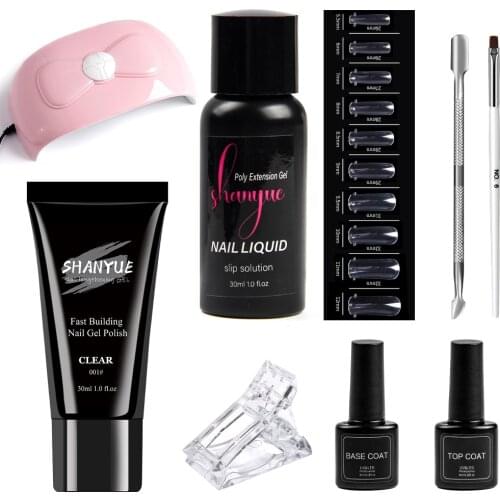 30ml Poly UV Polis Extention Gel Set Nail Art French Nail Art Clear Color Nail Tip Form Crystal UV Gel Slice Brush Nail Gel