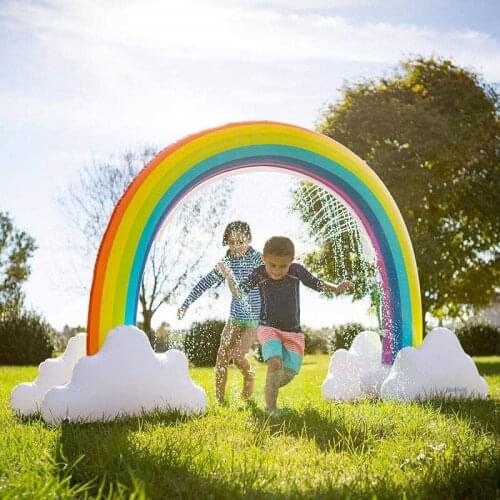 Inflatable rainbow water jet arch childrens outdoor water play toy lawn play mat inflatable shark water jet arch bridge