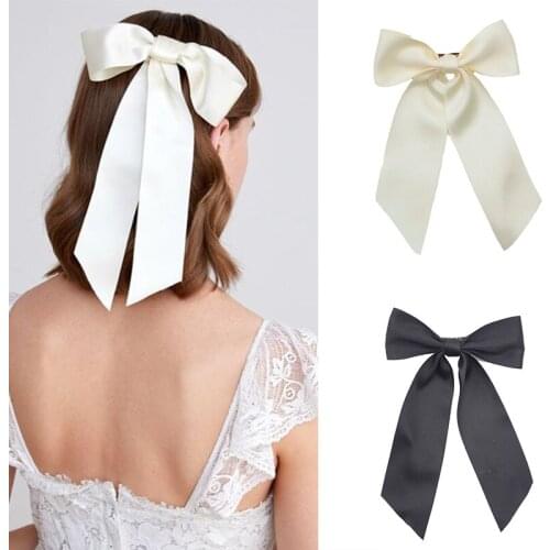 New Vintage Fashion Bow Hairpin for Women Ladies Pure Color Bow Hair clips Headdress Korean Spring Clip Female Hair Accessories
