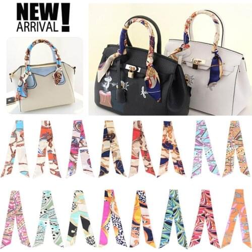 New Silk New Small Women Fashion Scarf Hair Bag Handle Decoration Tie Multifunction Hand Ribbon Printed Streamers