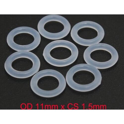 OD 11mm x CS 1.5mm VMQ PVMQ SILICONE Rubber Washer Translucent O ring O-ring Oring Seal Gasket