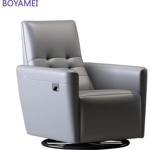 Nordic single leather sofa manual version multi-function recliner top layer psoriasis can shake and rotate