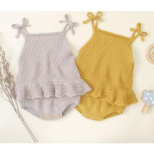 2020 Autumn Baby Girls Rompers Newborn Baby Girl Clothes Baby Knit Clothes Cotton Infant Sling Flounce Baby Girl Romper
