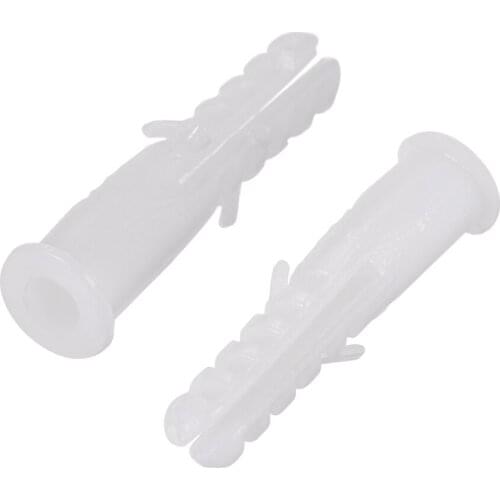 Uxcell 200pcs 8mmX38mm Plastic Expansion Pipe Column Concrete Anchor Wall Plug White for Home Garden DIY Application