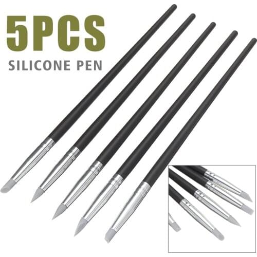 5PC Silicone Rubber Shapers Flat Angle Cupped Chisel Round Taper Cupped Tips Polymer Clay Ceramics Sculpting Modelling Tools